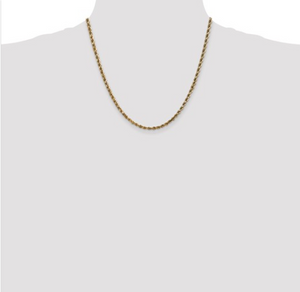 Solid Diamond-Cut Rope Chain Necklace