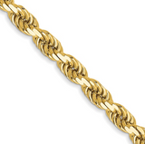 Solid Diamond-Cut Rope Chain Necklace