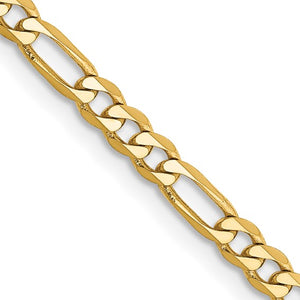 Solid Flat Figaro Chain Bracelet | 3mm