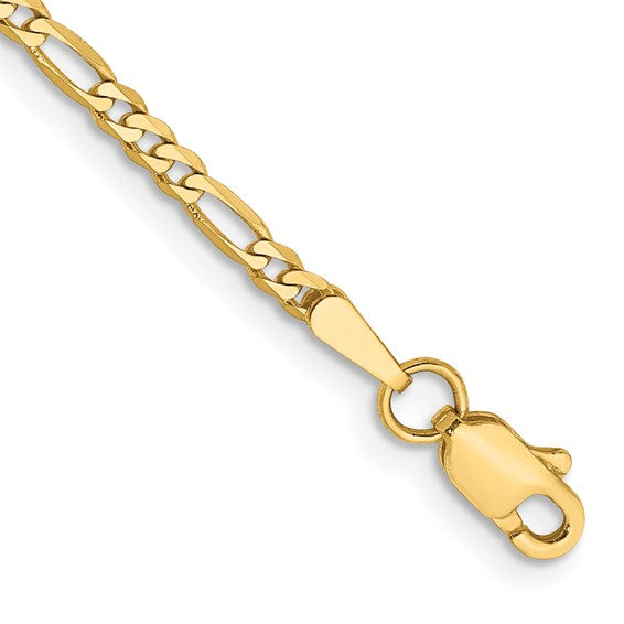 Solid Flat Figaro Chain Bracelet | 2.25mm