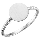 Round Disc Engravable Twisted Ring