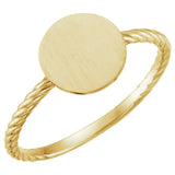 Round Disc Engravable Twisted Ring